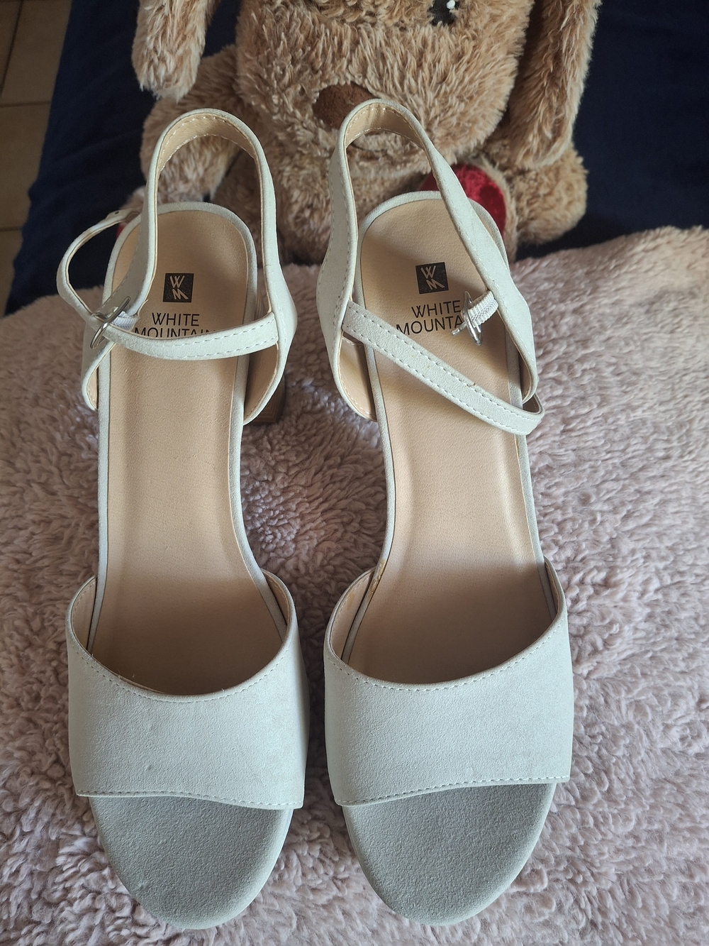 White Mountain Women's Cream Open-Toe Slingback Sandals with Ankle Strap